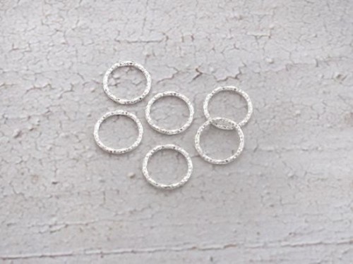 6 of 925 Sterling Silver Diamond Cut Circle Links, Connectors 10x1 mm.