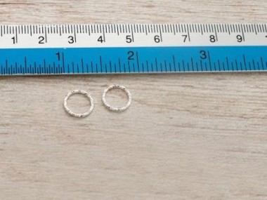 925 Sterling Silver Diamond Cut Circle Links, Connectors 10x1 mm.