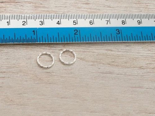 6 of 925 Sterling Silver Diamond Cut Circle Links, Connectors 10x1 mm.