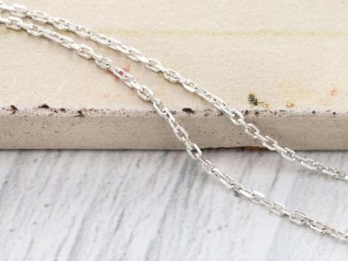 40 inches of 925 Sterling Silver Flat Cable Link Chain 1x1.5 mm. Delicate Chain