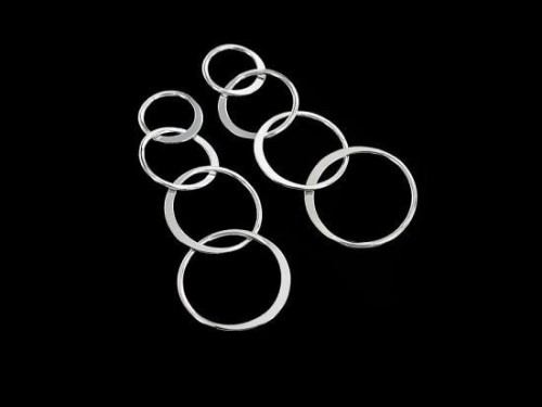 2 of 925 Sterling Silver Four Linked Circle Rings Charms, Connectors 40x15 mm.