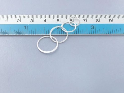 2 of 925 Sterling Silver Four Linked Circle Rings Charms, Connectors 40x15 mm.