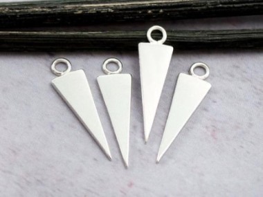 4 of 925 Sterling Silver Triangle Charms 5.5x17 mm. Polish Finished .