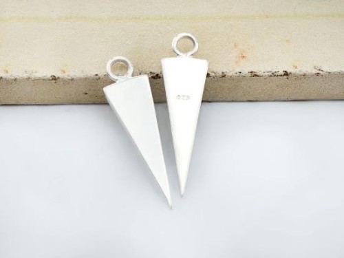 4 of 925 Sterling Silver Triangle Charms 5.5x17 mm. Polish Finished .