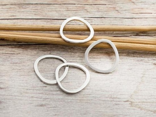 4 of 925 Sterling Silver Pebble Rings, Connectors 15 mm.