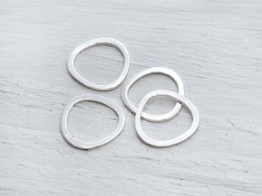 925 Sterling Silver Pebble Rings, Connectors 15 mm.