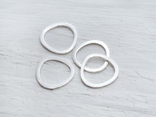 4 of 925 Sterling Silver Pebble Rings, Connectors 15 mm.