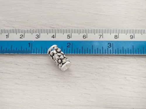 1 of 925 Sterling Silver Flower Tube Bead 8.5x16 mm