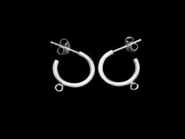 925 Sterling Silver Hoop Stud Earrings Post Findings 2x15mm.