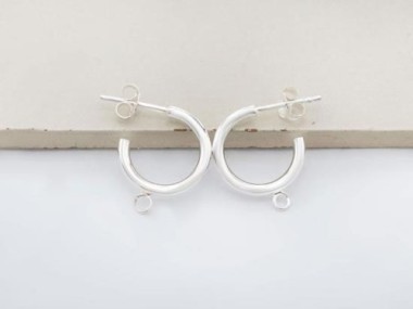 925 Sterling Silver Hoop Stud Earrings Post Findings 2x15mm.