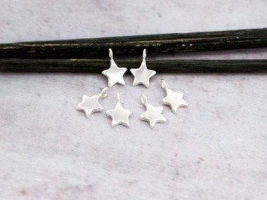 925 Sterling Silver Star Charms 6mm.,