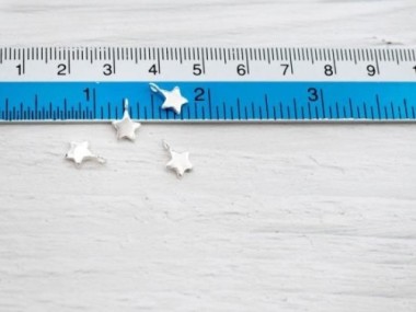 925 Sterling Silver Star Charms 6mm.,