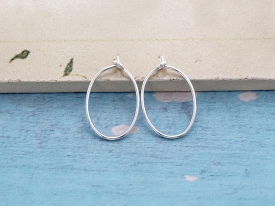 4 pairs of 925 Sterling Silver Oval Hoop Earrings 12x20mm.