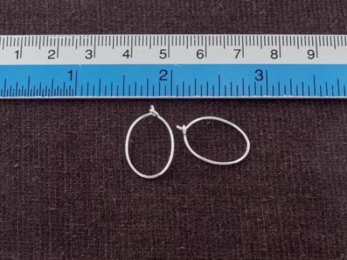 4 pairs of 925 Sterling Silver Oval Hoop Earrings 12x20mm.