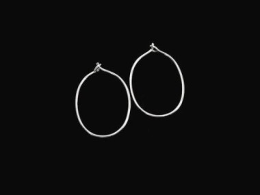 925 Sterling Silver Oval Hoop Earrings 16x25mm.