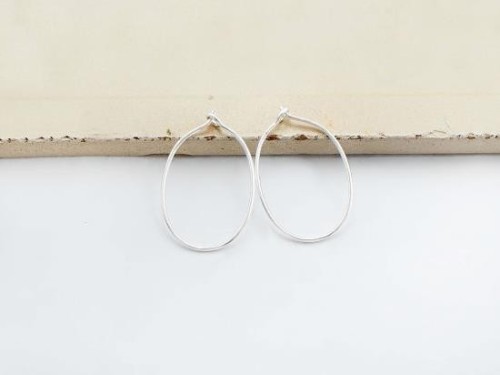 4 pairs of 925 Sterling Silver Oval Hoop Earrings 16x25mm.