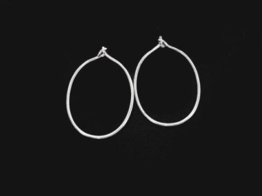 925 Sterling Silver Oval Hoop Earrings 18x28mm.