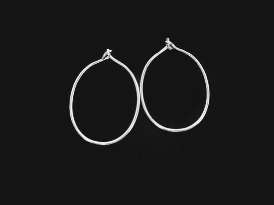 4 pairs of 925 Sterling Silver Oval Hoop Earrings 18x28mm.