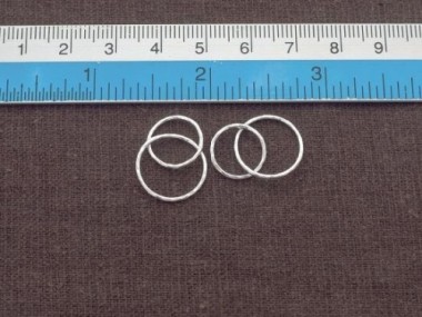 925 Sterling Silver Hammered Double Circle Rings Charms, Links, Connectors 12 mm.