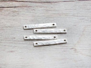 925 Sterling Silver Hammered Bar Links, Connectors 3x21mm.