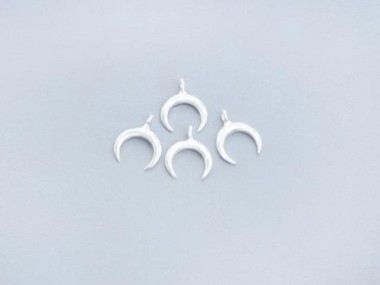 4 of 925 Sterling Silver Crescent Moon Charms 7x8 mm. Polish Finished