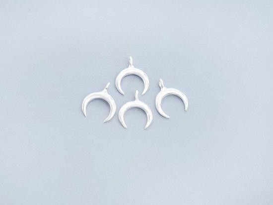 4 of 925 Sterling Silver Crescent Moon Charms 7x8 mm. Polish Finished