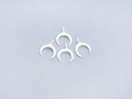 4 of 925 Sterling Silver Crescent Moon Charms 7x8 mm. Polish Finished