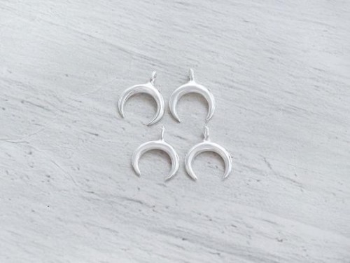 4 of 925 Sterling Silver Crescent Moon Charms 7x8 mm. Polish Finished