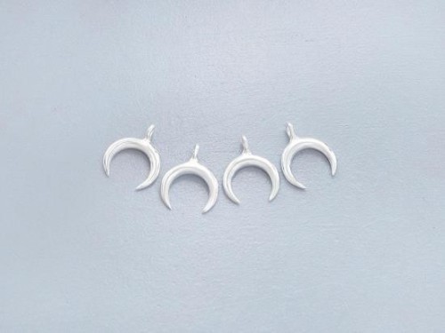 4 of 925 Sterling Silver Crescent Moon Charms 7x8 mm. Polish Finished