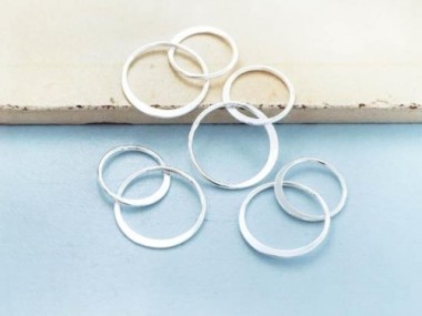 925 Sterling Silver Double Circle Rings Charms, Links, Connectors 12mm.