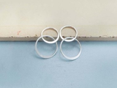 925 Sterling Silver Double Circle Rings Charms, Links, Connectors 12mm.