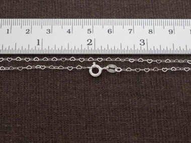 925 Sterling Silver Heart Chain Necklace , 2x1.8 mm.