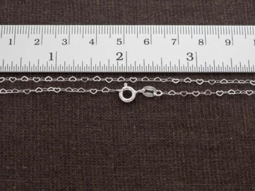 16 inches of 925 Sterling Silver Heart Chain Necklace , 2x1.8 mm. Delicate Chain