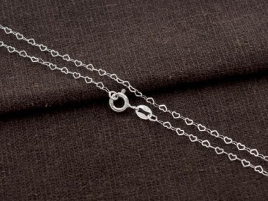 925 Sterling Silver Heart Chain Necklace , 2x1.8 mm.