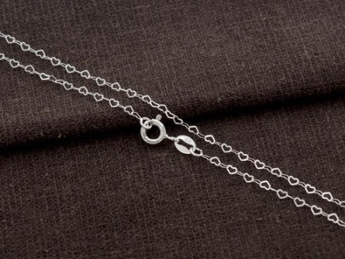 16 inches of 925 Sterling Silver Heart Chain Necklace , 2x1.8 mm. Delicate Chain